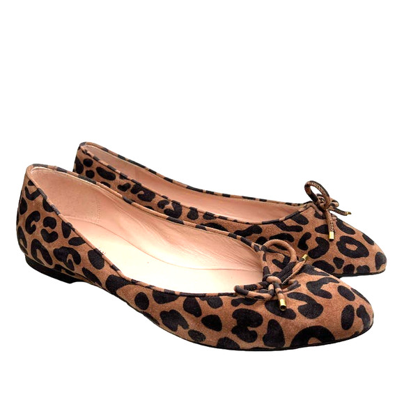 Stuart Weitzman Gabby Cheetah Print Bow Suede Ballet Flats WORN ONCE too small🥲 - Picture 2 of 8